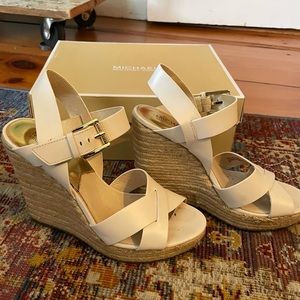 Michael Kors Viola Espadrille Leather Wedges